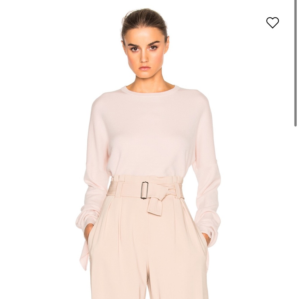 Tibi merino wool mock tie sleeve sweater soft pink size large